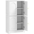 Wooden Kitchen Sideboard with 2 Cabinets, 4 Doors, 2 Adjustable Shelves, for Dining Room, Living Room, White