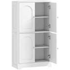 Wooden Kitchen Sideboard with 2 Cabinets, 4 Doors, 2 Adjustable Shelves, for Dining Room, Living Room, White