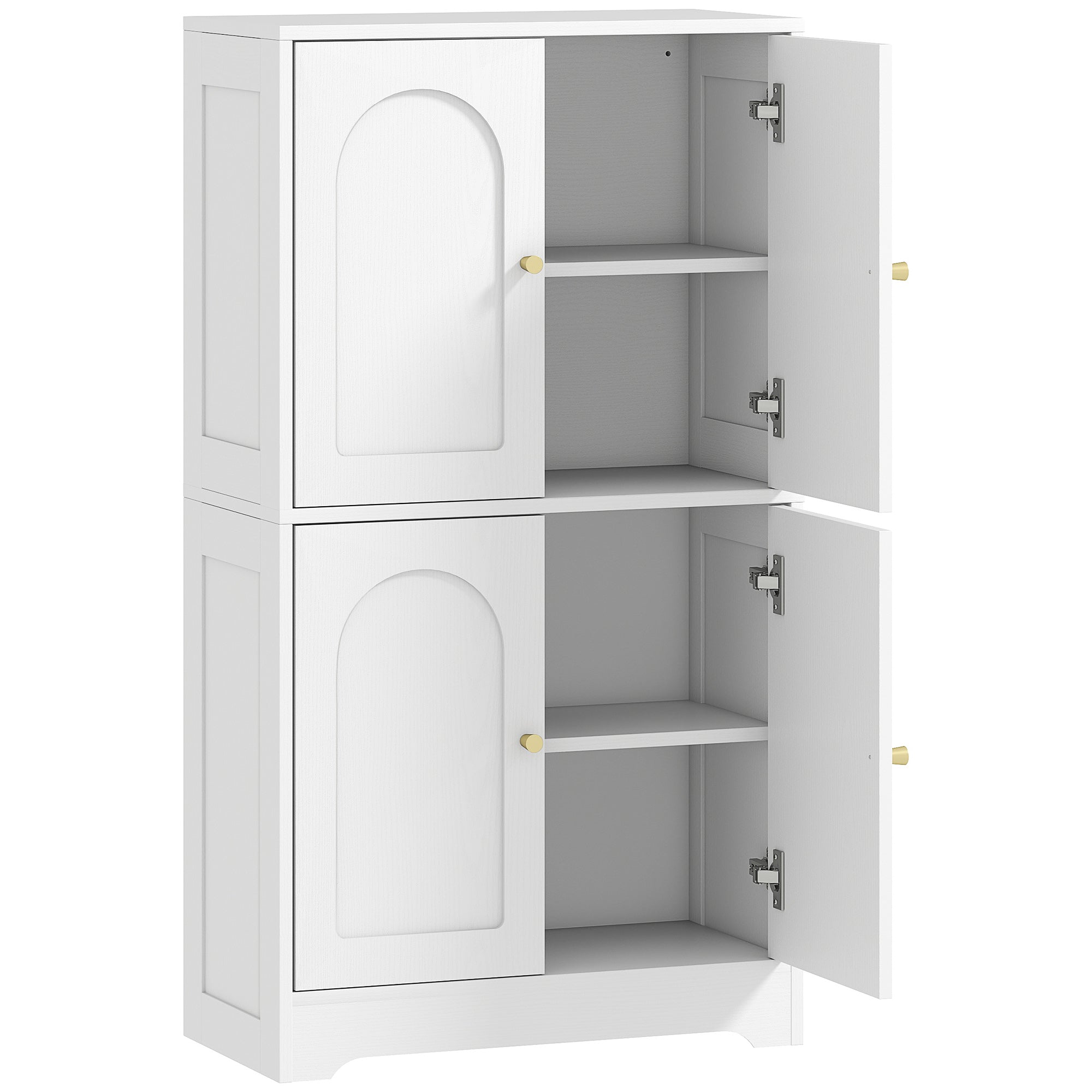 HOMCOM Wooden Kitchen Sideboard with 2 Cabinets, 4 Doors, 2 Adjustable Shelves, for Dining Room, Living Room, White