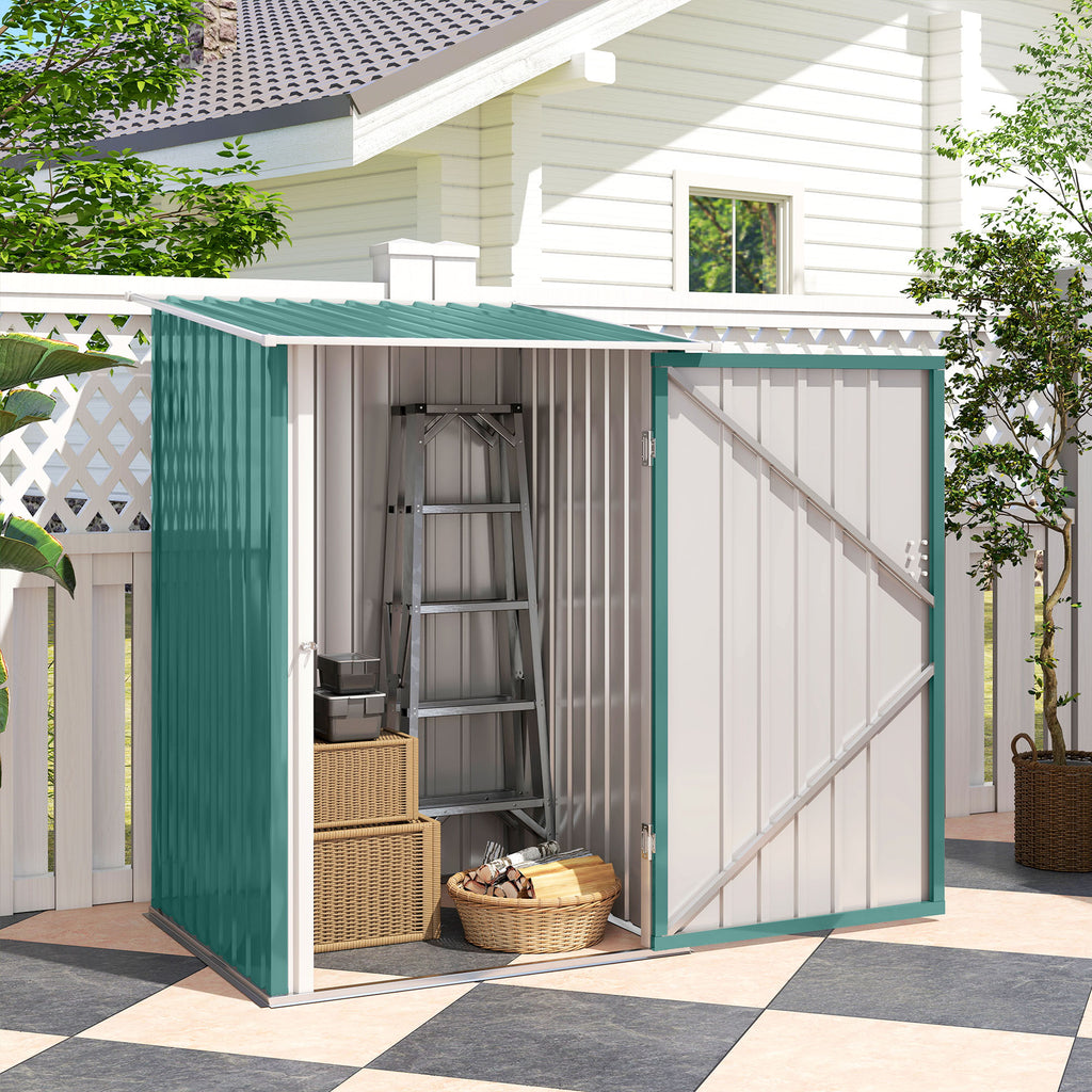 Galvanized Steel Garden Shed with Door, 100x103x160cm, Green