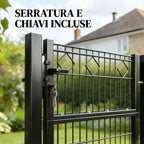 Outsunny Gate 100x131 cm, Galvanized Metal, Lock, Keys, Handle, 2 Posts