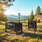 Outsunny 80L Folding Garden Cart with Adjustable Handle, Metal and Oxford Fabric, 78x47.5x92 cm, Black