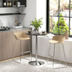 High Bar Table with Adjustable Height, Swivel Top and Steel Base, Ø60x69-91cm, Brown