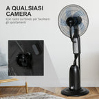 HOMCOM 90W Nebulizer Fan with 4 Wheels with 2.8L Tank and 4 Speeds, in Metal, PE and ABS, 44.5x38.5x120 cm - Borgè