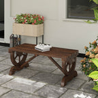 Outsunny 2-Seater Garden Bench with Wheel Design, Outdoor Slatted Fir Wood Bench, Patio and Backyard Terrace Bench, 98x50x39.5 cm, Brown