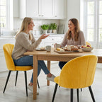 HOMCOM Set of 2 Velvet Shell-Back Dining Chairs, 52 x 55 x 79 cm, Yellow
