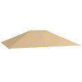 Outsunny 4x3m UV-Resistant Polyester Gazebo Replacement Roof with Air Vent, Khaki
