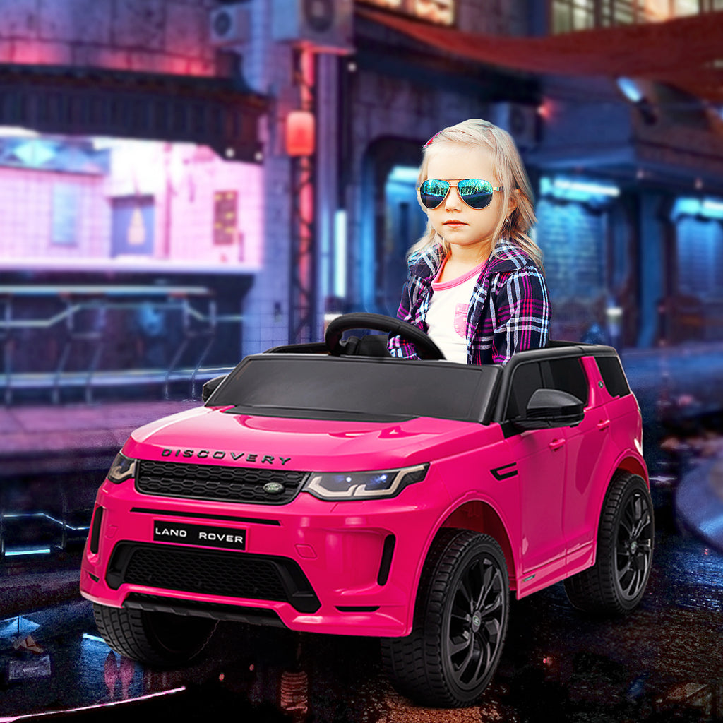AIYAPLAY Licensed Children's Electric Ride-On Car Land Rover Discovery with Headlights, Horn and Seat Belt, Made of Plastic and Metal, 106x65.5x51 cm, Pink