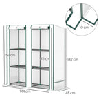 Outsunny Garden Greenhouse with 2 Roll-Up Doors, 3-Tier Shelving and Side Pockets, White and Green