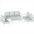 Aluminum Garden Furniture Set with 3-Seater Sofa, 2 Chairs, and Outdoor Table, White