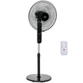 HOMCOM Pedestal Fan with Remote Control, Adjustable Height, 3 Speeds, Adjustable Tilt Angle, Metal, Black