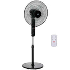 HOMCOM Pedestal Fan with Remote Control, Adjustable Height, 3 Speeds, Adjustable Tilt Angle, Metal, Black