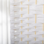 4-Panel Folding Screen for Indoors, Freestanding and Woven, 160x170 cm, White
