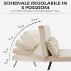 3-in-1 Velvet Fabric Sofa Bed with Adjustable Backrest and 2 Cushions, 102x73x81 cm, Beige