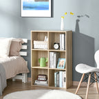 Modern 6-Cube Wooden Bookcase, 65.5x30x97.5 cm, Oak Color