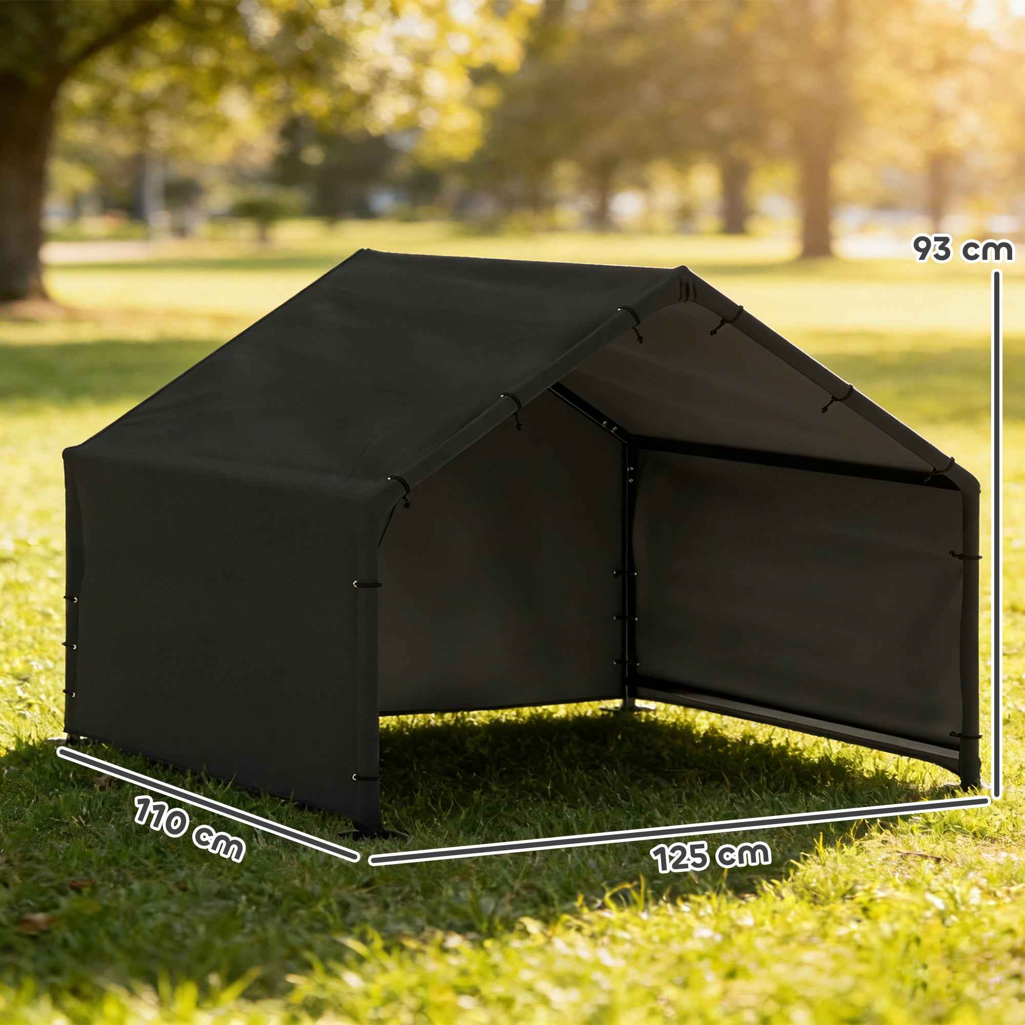 PawHut Outdoor Oxford Fabric Dog Kennel for Small, Medium and Large Dogs, 125 x 110 x 93 cm, Black