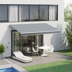 Outsunny sun tent for outdoor outbuilding with metal and aluminum crank, 395x245 cm, gray - Borgè