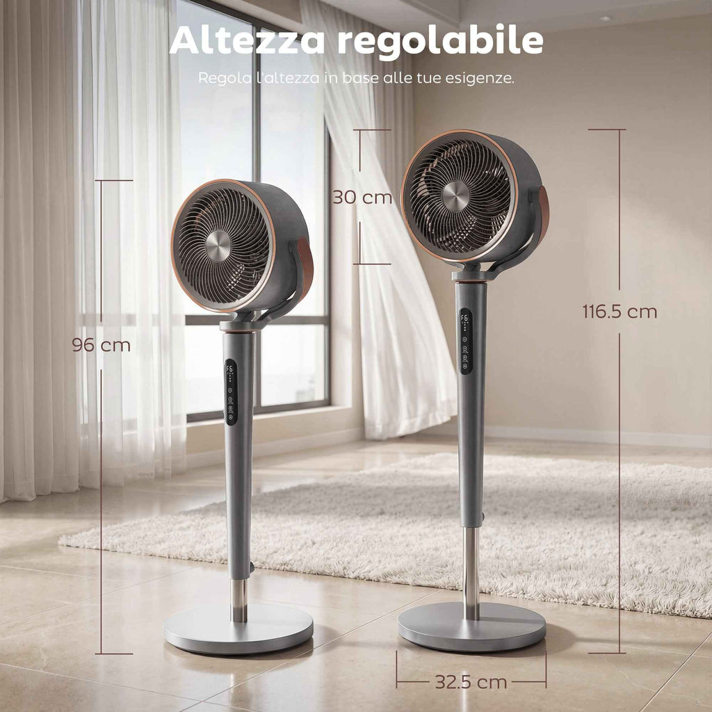 HOMCOM 12-Speed Pedestal Fan with Remote Control, 12-Hour Timer, and Adjustable Height, 35.5 x 32.5 x 116.5 cm, Grey