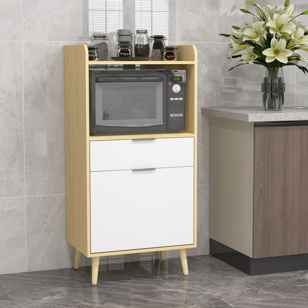Chipboard Microwave Cabinet with Top Shelf, Sliding Drawer and Cabinet, 58x40x118 cm