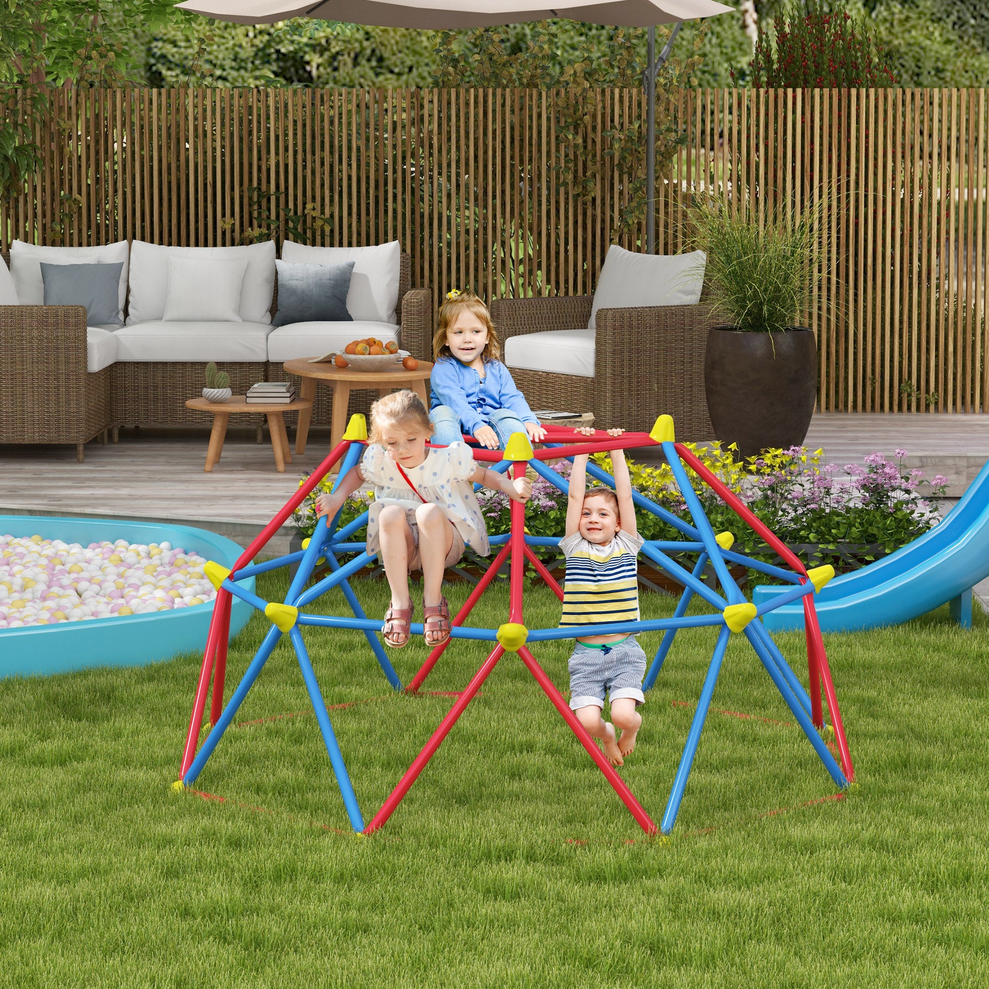 Climbing Dome for Children 3-8 Years, Metal Structure for 4 Children, Ø183x90cm, Multicolor
