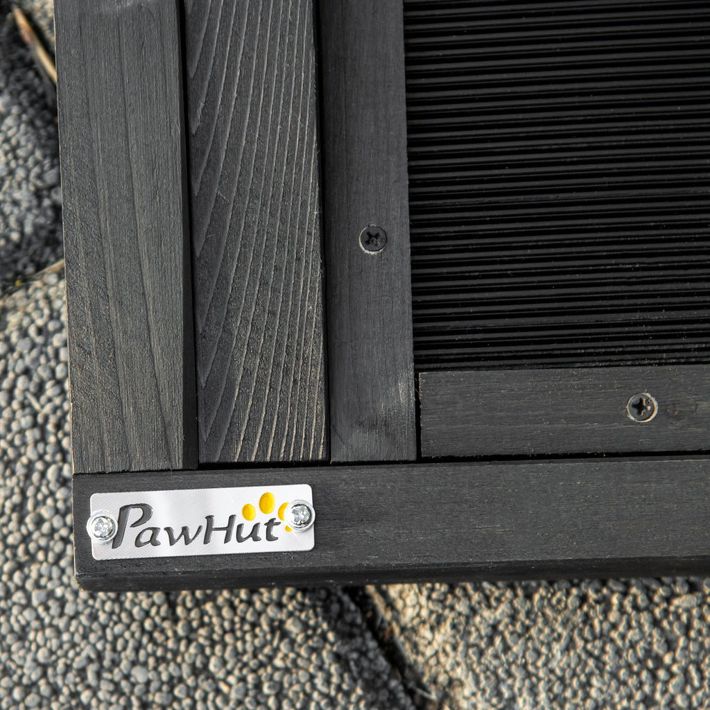 Folding Non-Slip Wooden Dog Ramp with Side Handle, 43x165x6.5 cm, Black