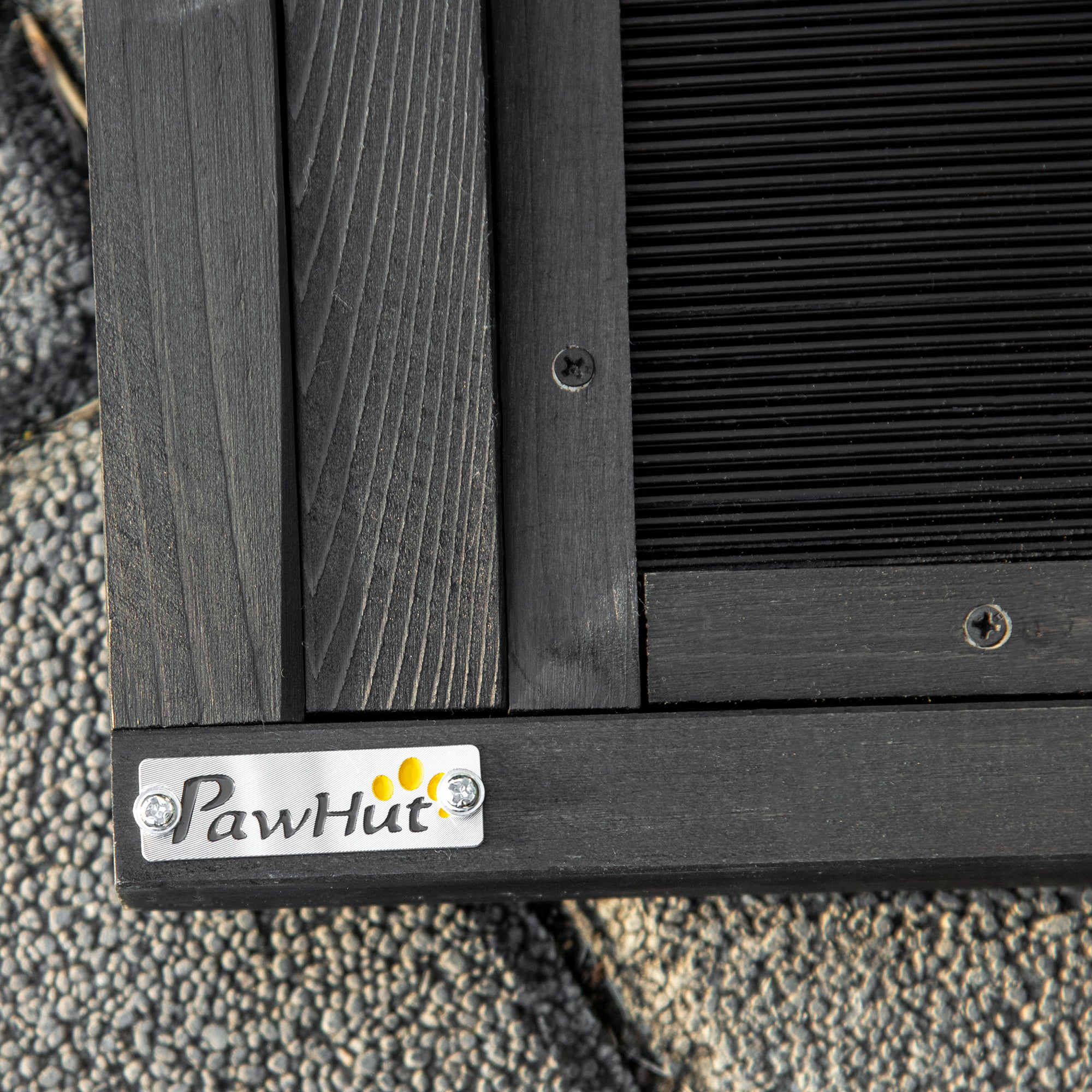 Folding Non-Slip Wooden Dog Ramp with Side Handle, 43x165x6.5 cm, Black