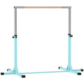 HOMCOM Height-Adjustable Gymnastics Bar for Children Ages 3+, Made of Steel and Solid Beech Wood, Light Blue