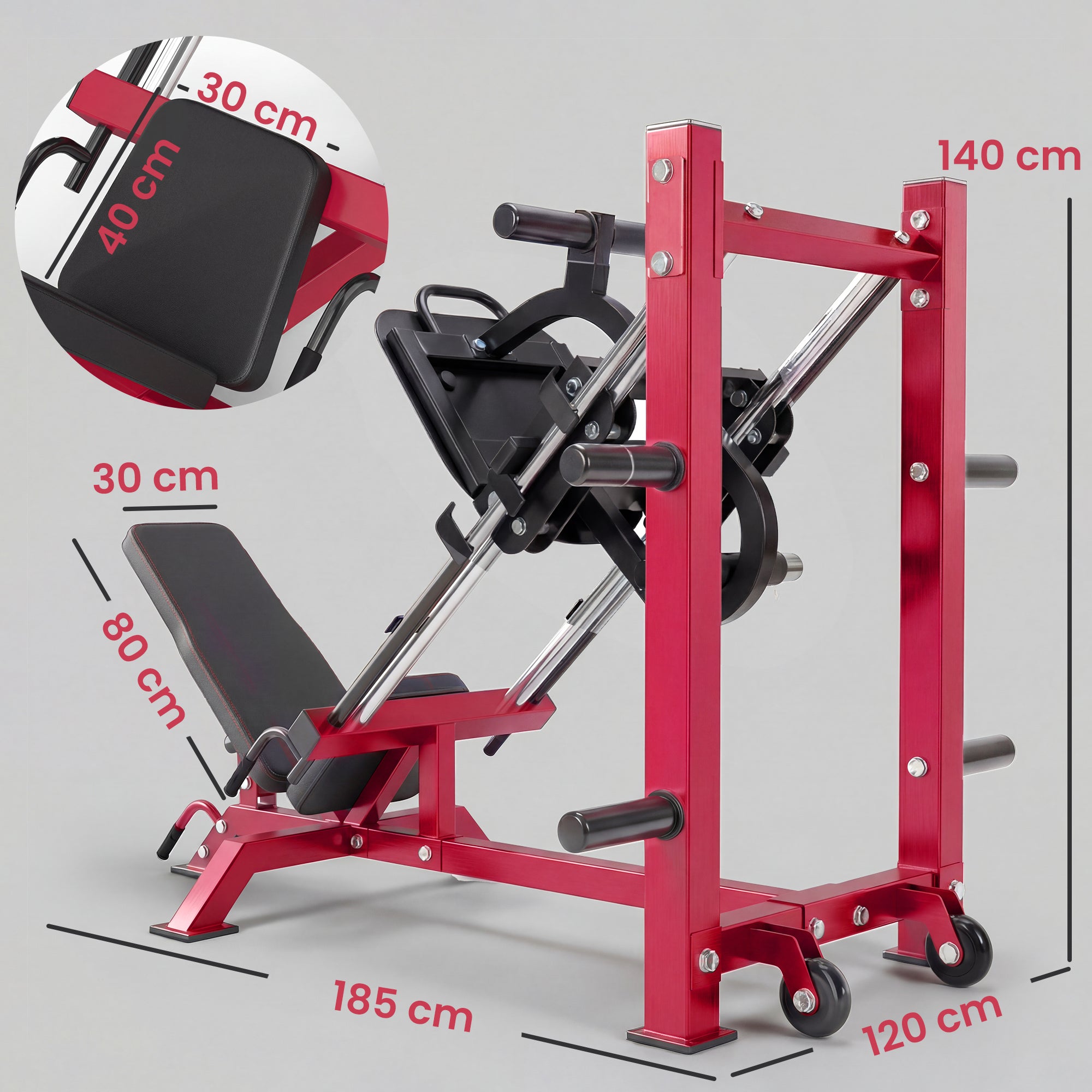 Leg Press Machine with Wheels, Adjustable Leg and Squat Machine