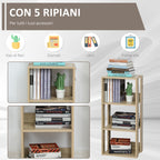 Wall-Mounted Wooden Bookcase with 3 Shelves, Anti-Tip, Non-Slip Feet, 40x29.2x87.9cm