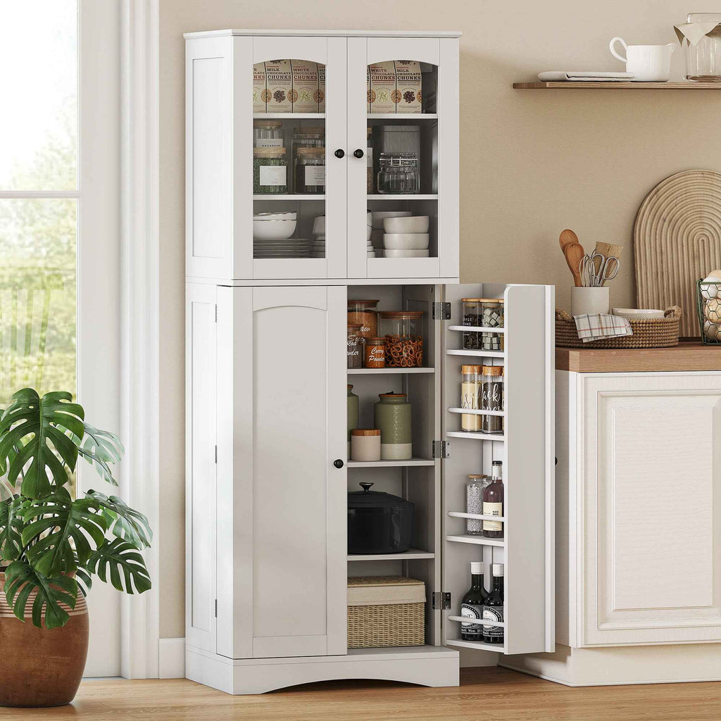 HOMCOM Kitchen Cabinet with Doors, Cupboards and Silent-Closing Hinges, Wooden, 60x40x162 cm, White