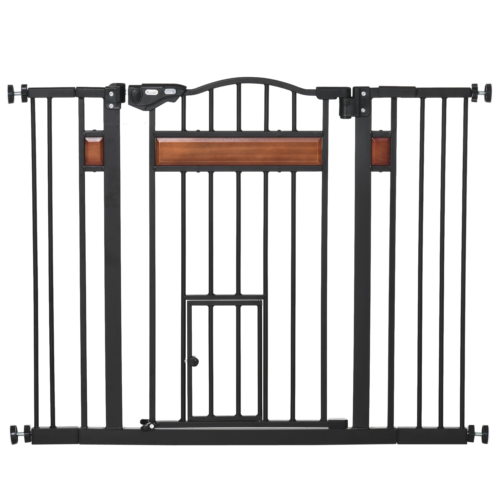 PawHut Automatic Dog Gate for Small and Medium Dogs, 74-105x76.2 cm, Black