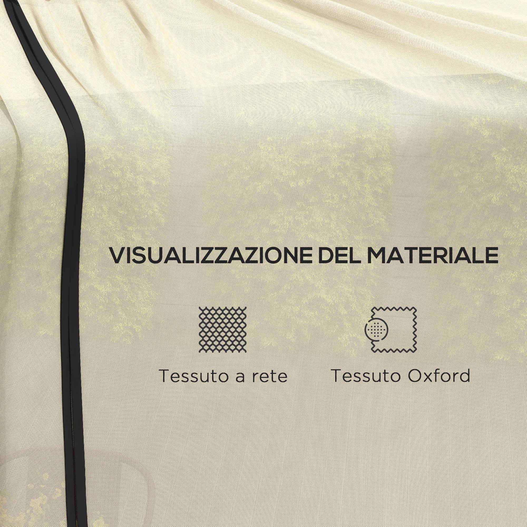 Mosquito Net for Umbrella 3x2.3 m Adjustable Dense Mesh with Zipper Opening, Beige