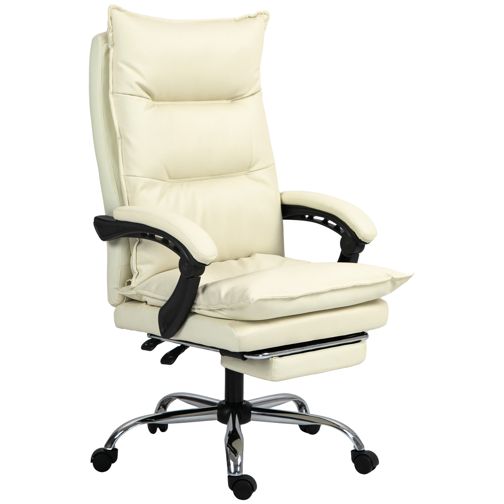 Ergonomic Office Chair, Reclining Desk Chair, Footrest, Beige