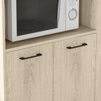 HOMCOM Chipboard Kitchen Trolley with Open Shelf, 2-Door Cabinet and Side Shelf, 75x40x80.5 cm - Borgè