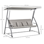 2-in-1 Outdoor Swing for 3 People Convertible to a Bed with Canopy, 218x120x168cm, Light Khaki