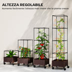 Outsunny 20L Raised Trellis Planter with Lockable Wheels and Self-Watering System, Brown