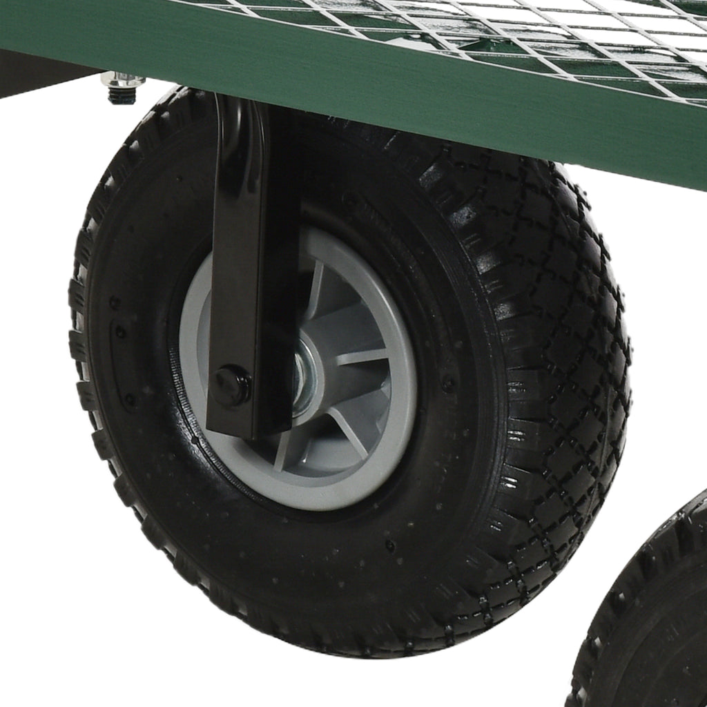 Steel Garden Trolley with 150 kg Capacity and Coated Handle, 94x48.5x100 cm, Black and Green