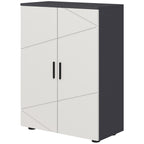 Kleankin Bathroom Cabinet 2 Wooden doors with 3 shelves and cushioned closure, 60x30x82cm, gray - Borgè