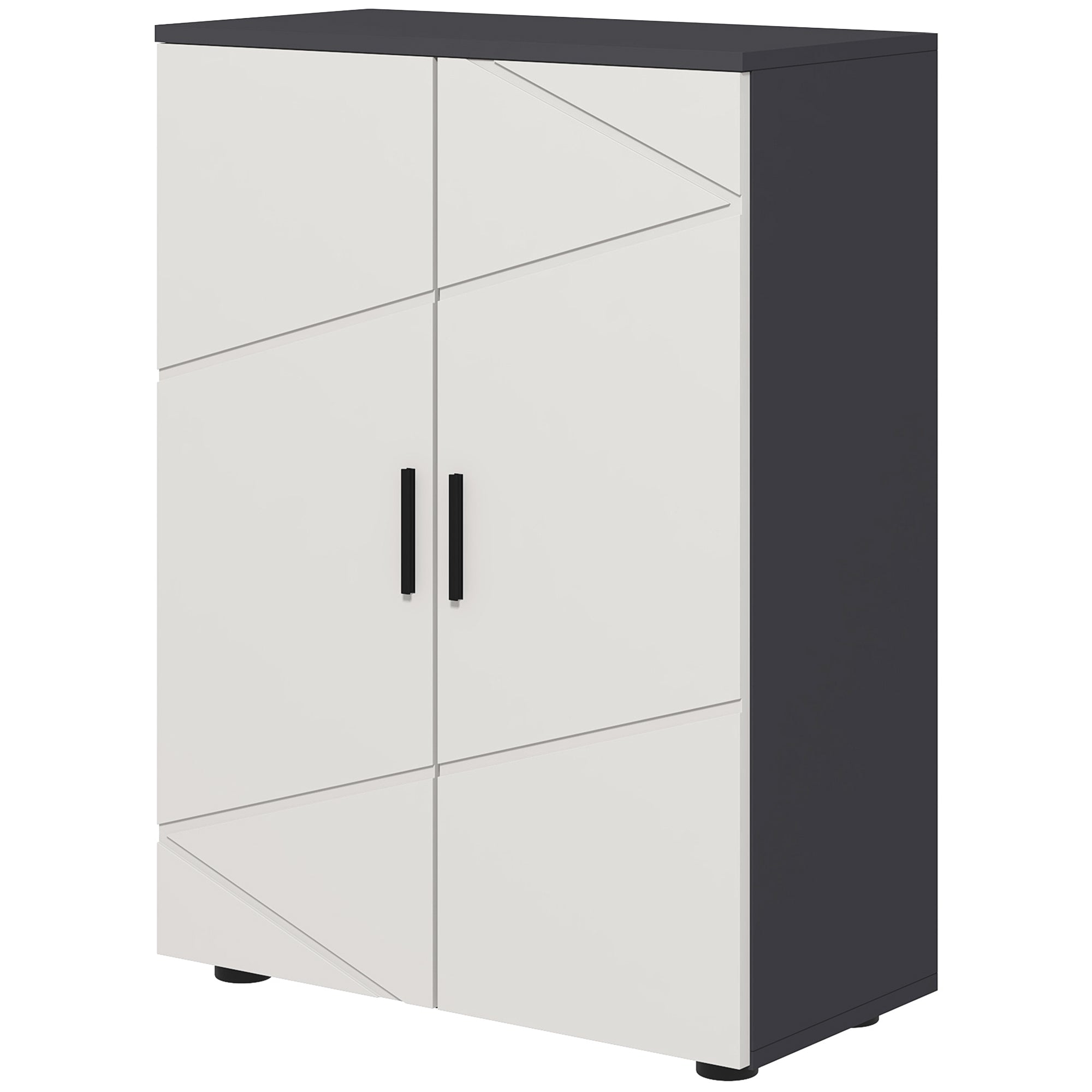 Kleankin Bathroom Cabinet 2 Wooden doors with 3 shelves and cushioned closure, 60x30x82cm, gray - Borgè
