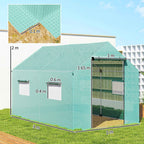 Outsunny 2x3x2 m Tunnel Greenhouse with Roller Doors and Windows and Pointed Roof, in Steel and PE, Green