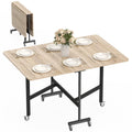 Folding Table for 4-6 People with 2 Drop-Leafs and Wheels with Brakes, 120x80x73 cm, Oak