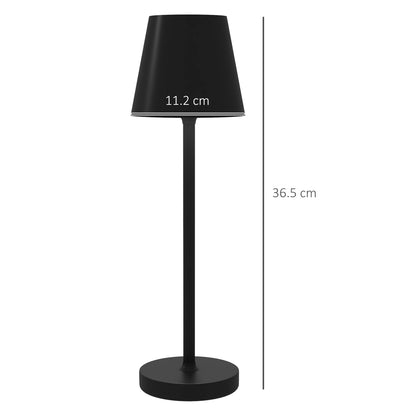 HOMCOM Portable Table Lamp in Acrylic and Metal 3600mAh with Charging Cable, Ø11.2x36.5 cm, Black - Borgè