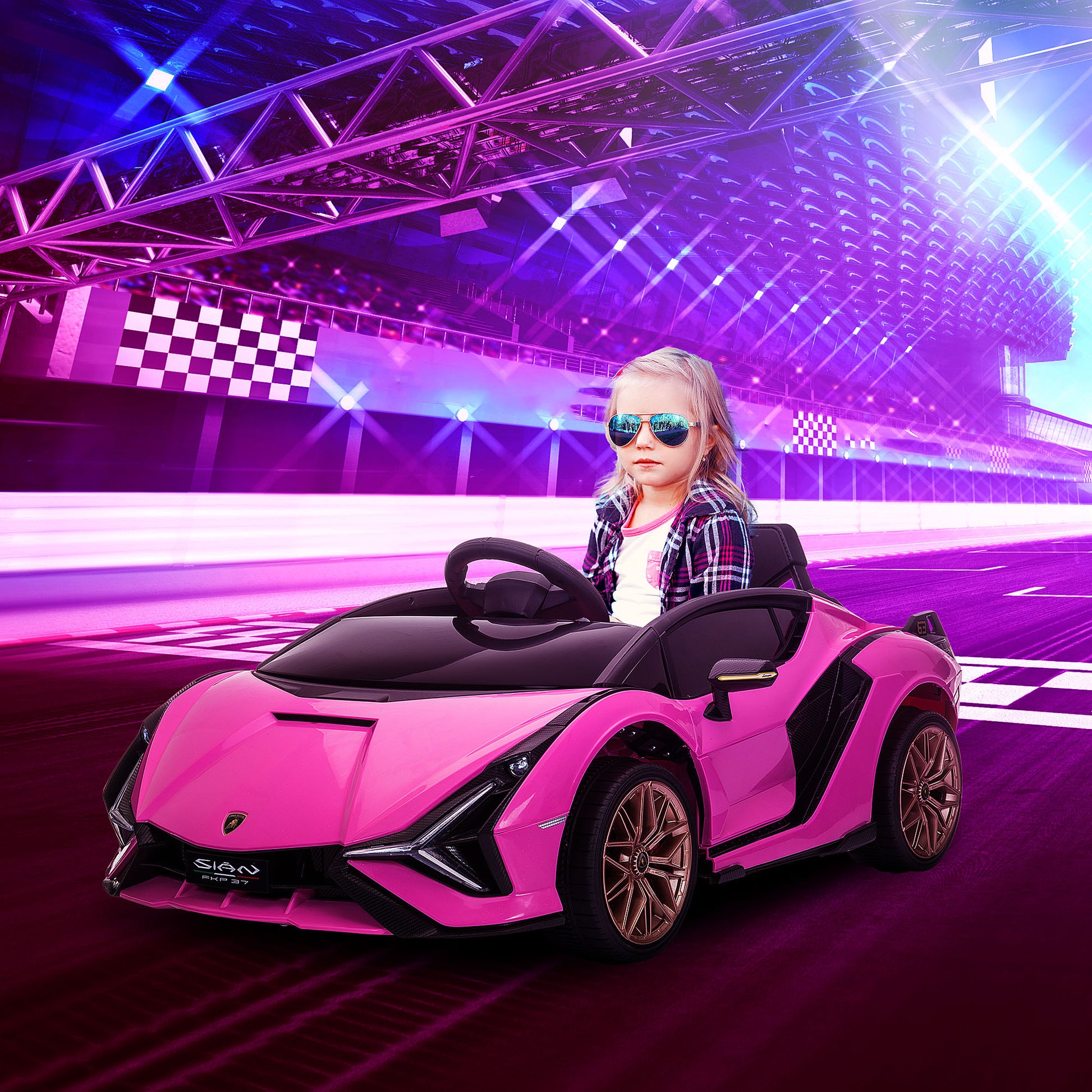 HOMCOM Electric Car for Children 3-5 Years Lamborghini 12V with Remote Control and Speed ??3-5km/h, Pink - Borgè