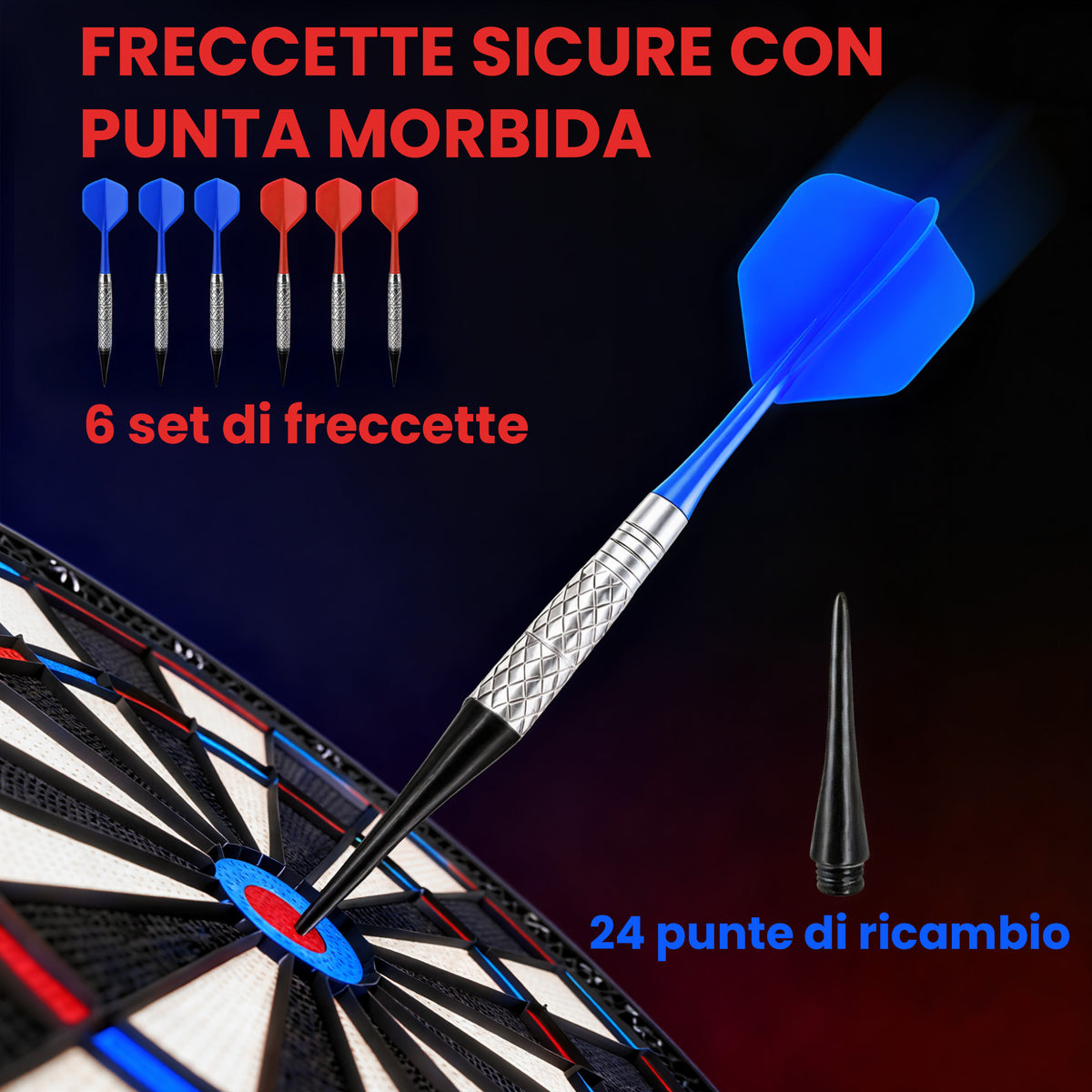 SPORTNOW Electronic Dartboard, Soft Tip Dartboard with 6 Darts and LCD Display, for 8 Players, 18 Games and 159 Variations