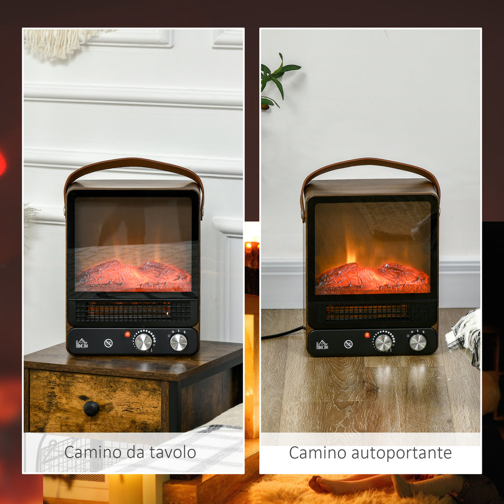 Electric Fireplace with LED Flame, 3 Heating Modes and Safety Switch, 30.3x17.5x37.4 cm