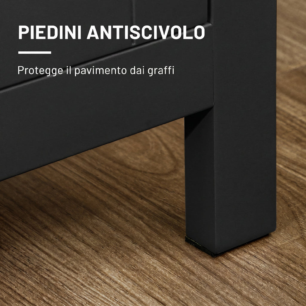 HOMCOM Storage Unit with 2 Cabinets and 2 Adjustable Shelves at 3 Heights, 120x40x70 cm, Black and Wood Color