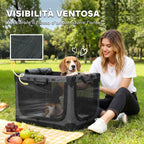 PawHut Soft Foldable Dog and Cat Carrier with Cushion, Washable Cover, Doors, Breathable 600D Oxford, 76x54x54 cm, Green