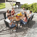 Outsunny Set of 6 Stackable and Breathable Chairs with Armrests and High Backrest, in Metal and Polyester, 51L x 69D x 87H cm, Black