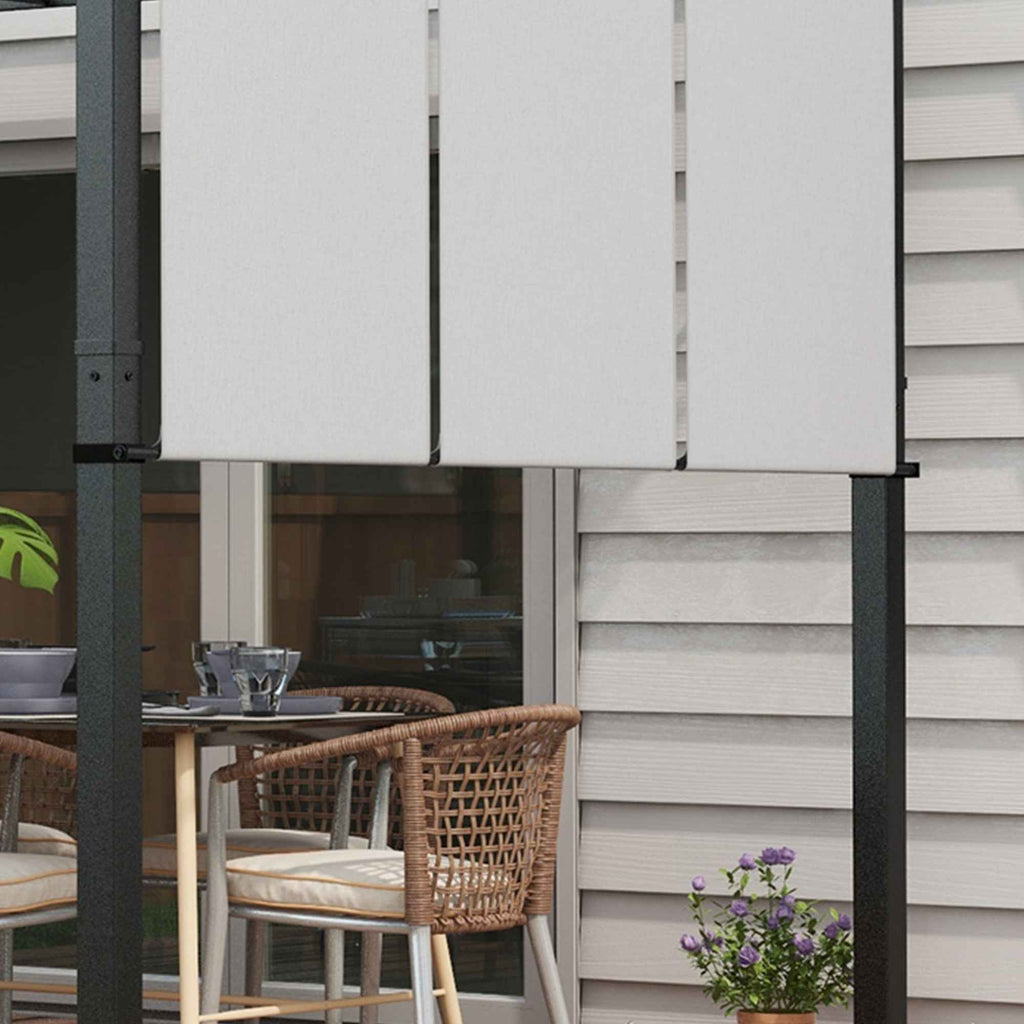 Outsunny Pergola Gazebo 3x3.5 m with 3 Adjustable Canopies, in Steel and Anti-UV Polyester, Light Grey