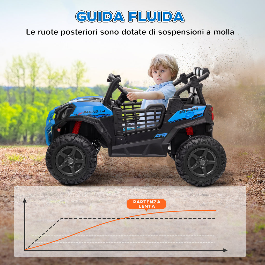 24V 2-Seater Electric Ride-On Car for Kids with Remote Control and 3 Speeds, Ages 3-8 Years, Blue